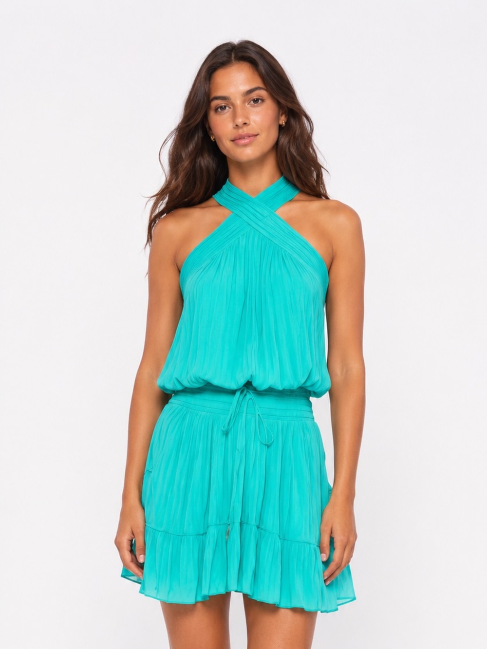 Ramy Brook Aqua Halter Mini Dress – Size M
